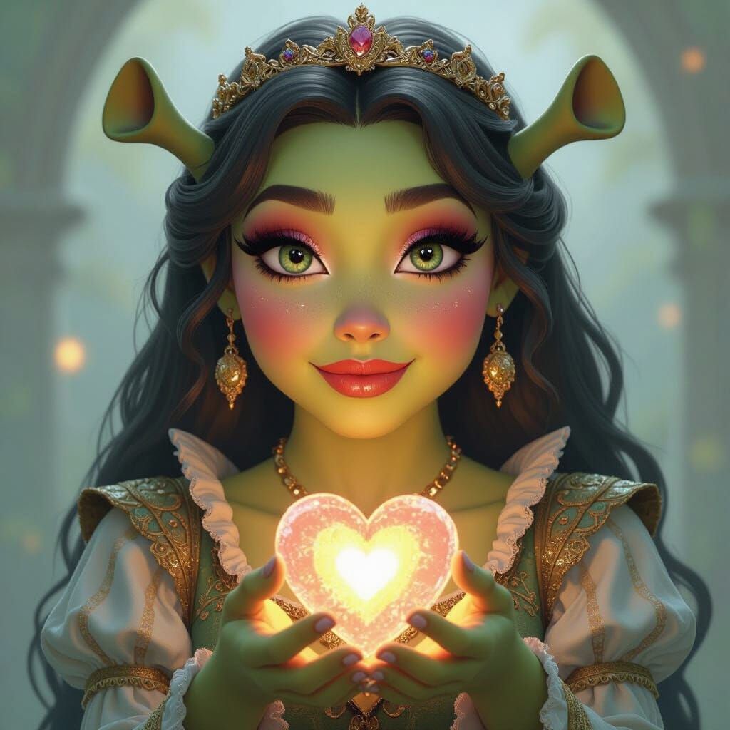 Shrek with Glowing Heart in Fantasy Style
