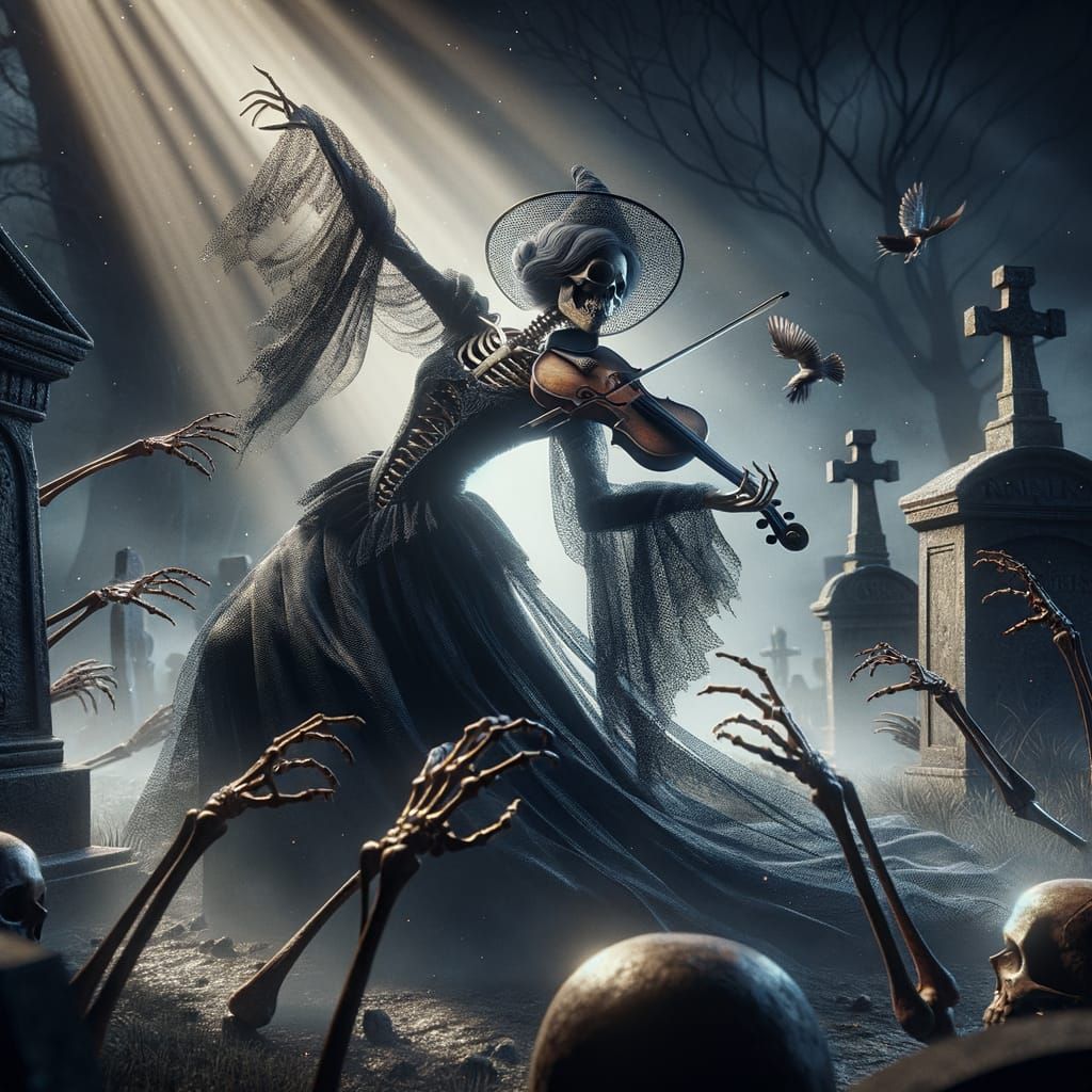 Mystical Witch Conjured by Graveyard Shadows