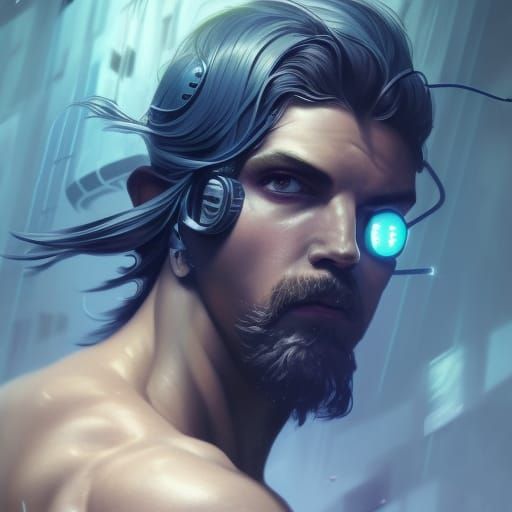 Cyberpunk Warrior: Hyperdetailed Portrait of Greek Revolutio...