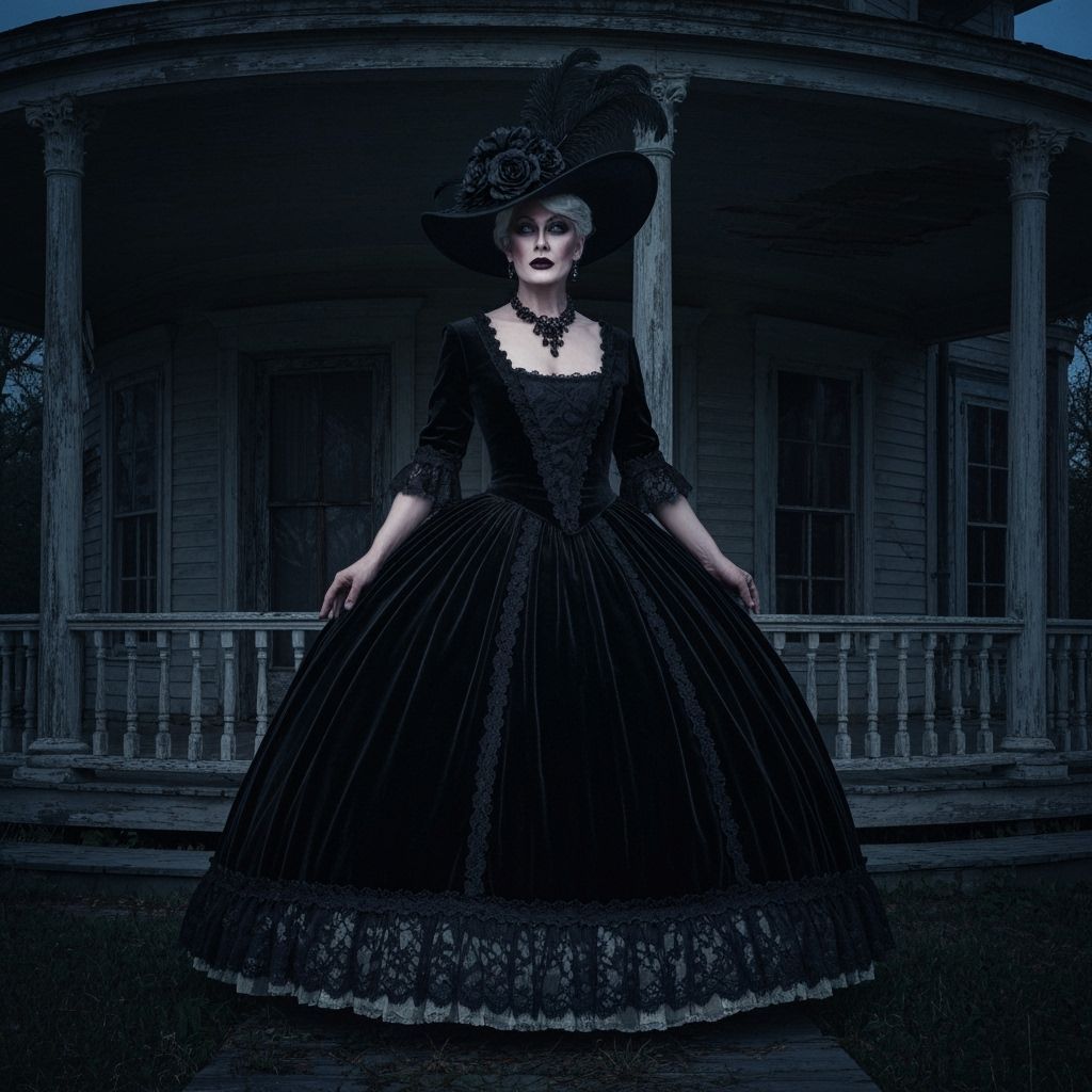 Gothic Southern Belle in Decaying Mansion