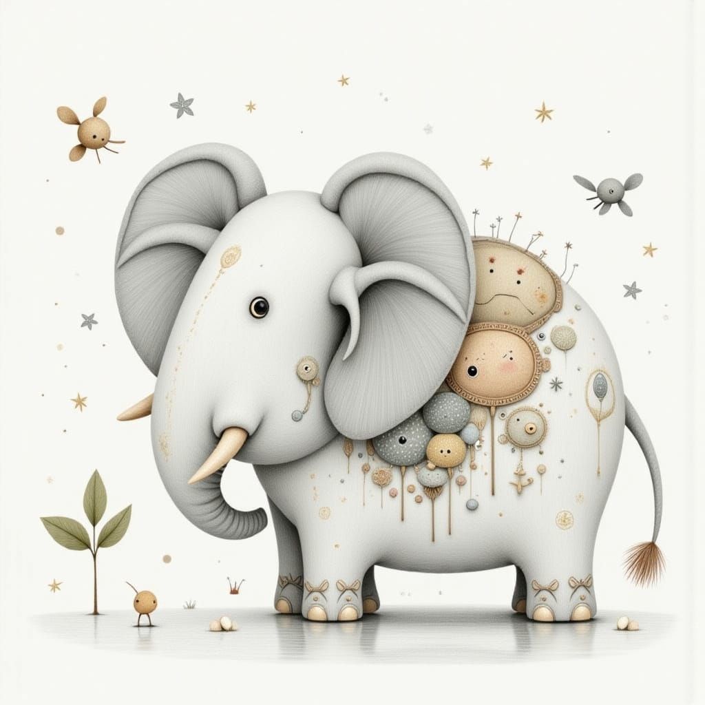 White Elephant Art Illustration
