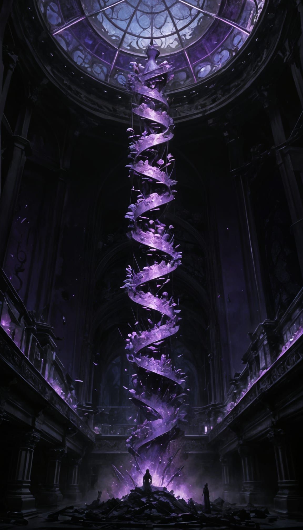 Horrific Purple Scene in Gustave Doré Style