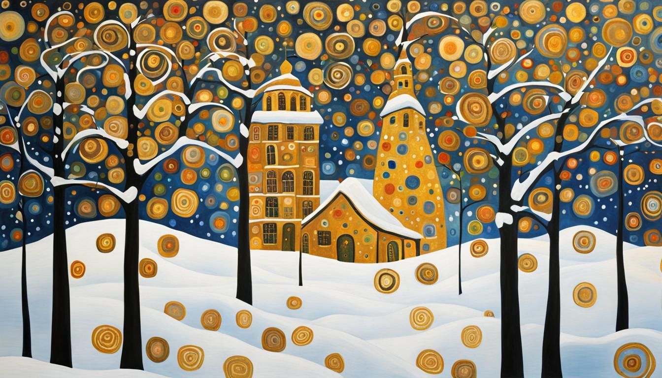 Winter Wonderland in Gustav Klimt Style