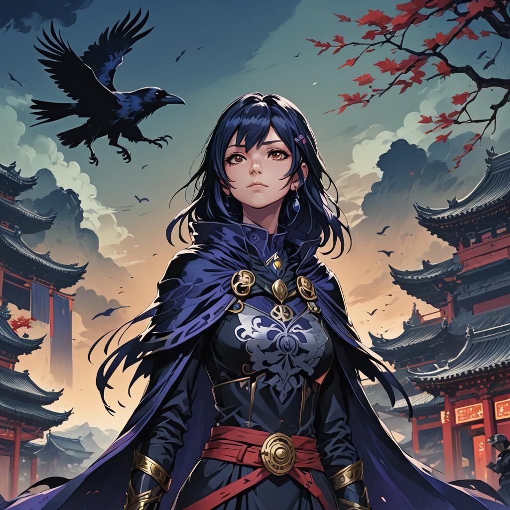 Anime Raven with Cinematic Lighting