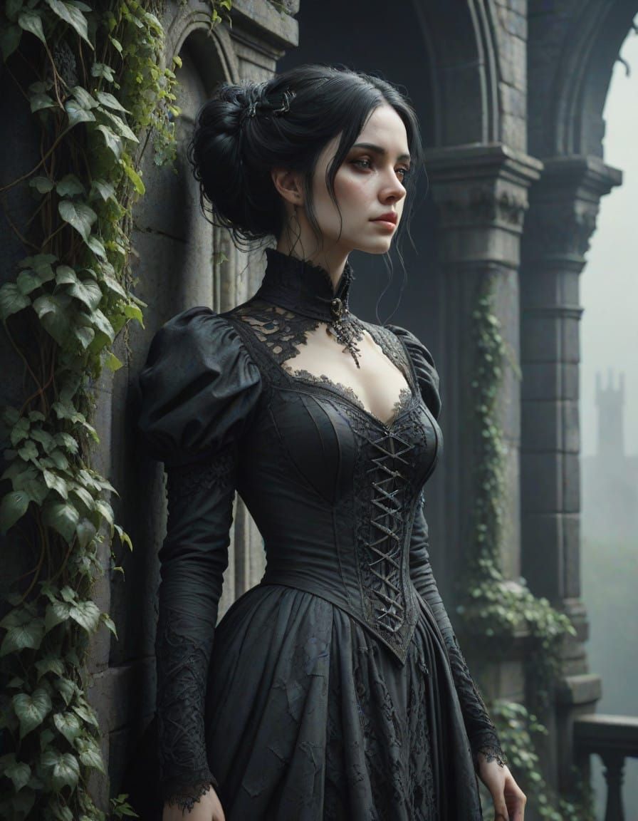 Gothic Beauty Amidst Ancient Secrets