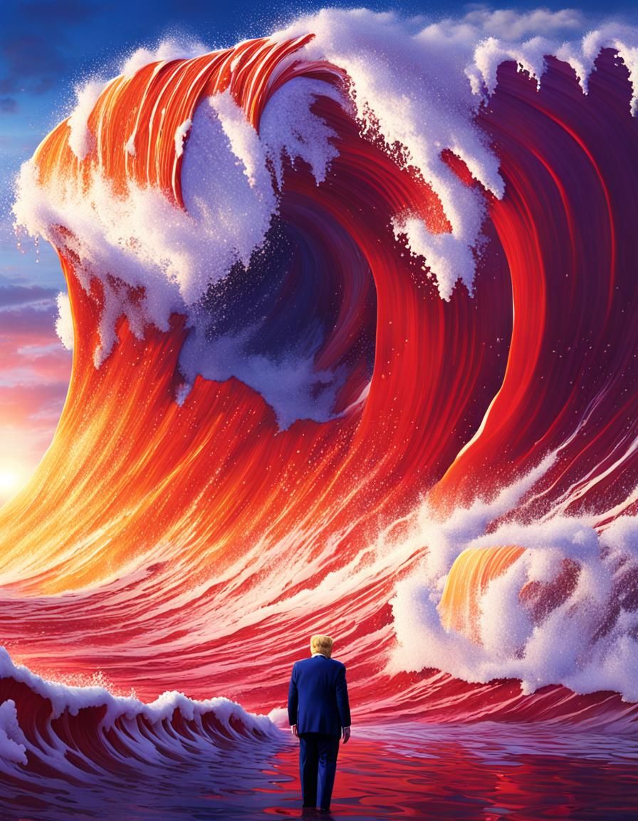 Trump vs Tsunami: Fantasy Art in Vivid Colors