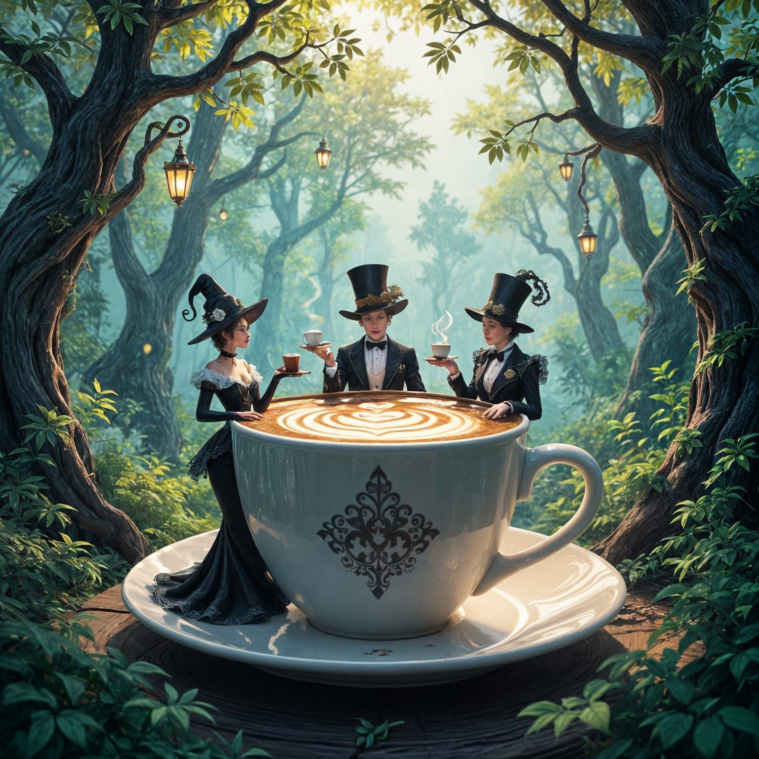 Enchanted Forest Cafe with Spooky Fashionista Waiters