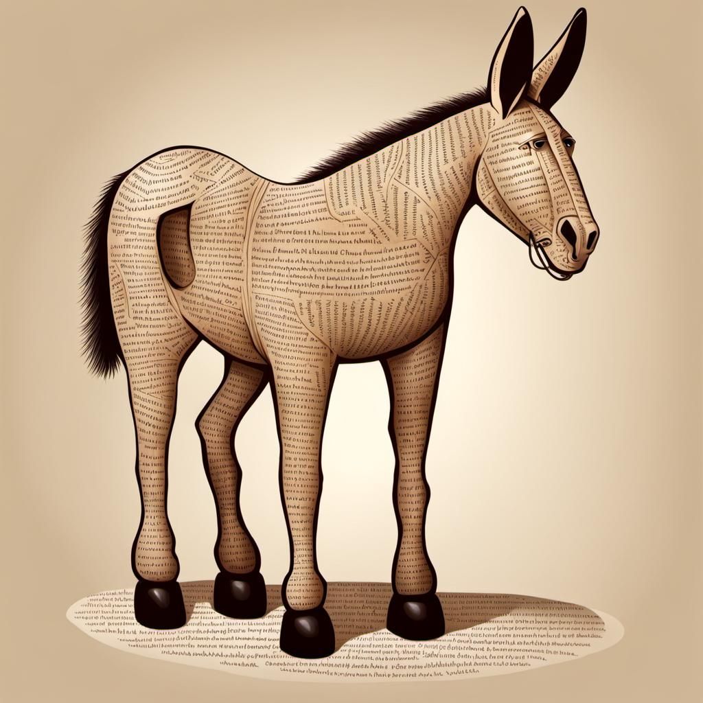 Whimsical Mule Made of Words