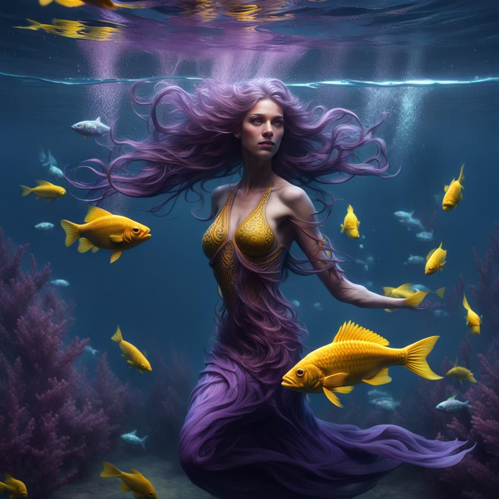 Beautiful Water Spirit in Dark Fantasy Style