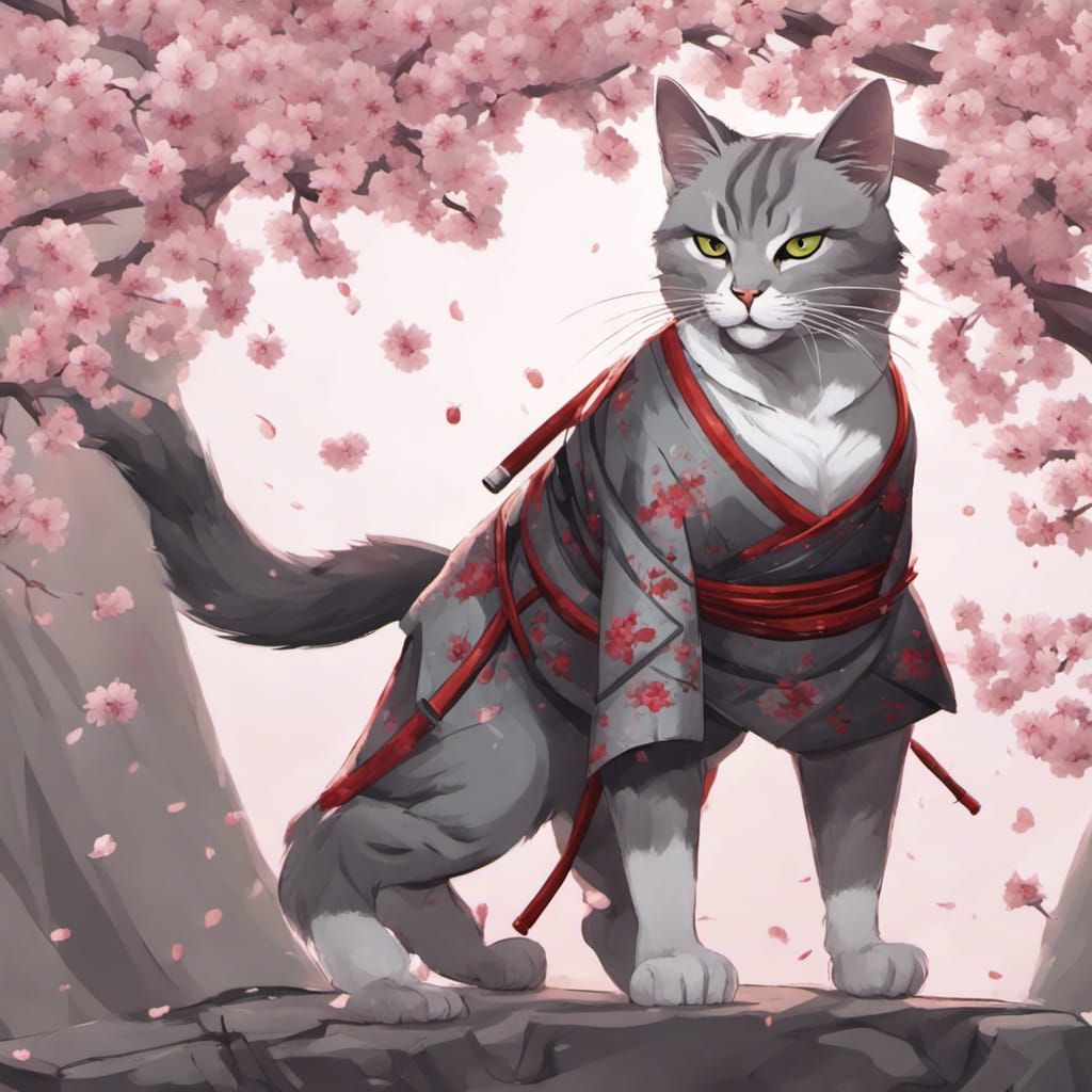 Samurai Cat ready for battle