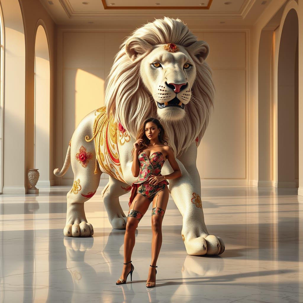 Versace Lion in Art Gallery: Ornate Design