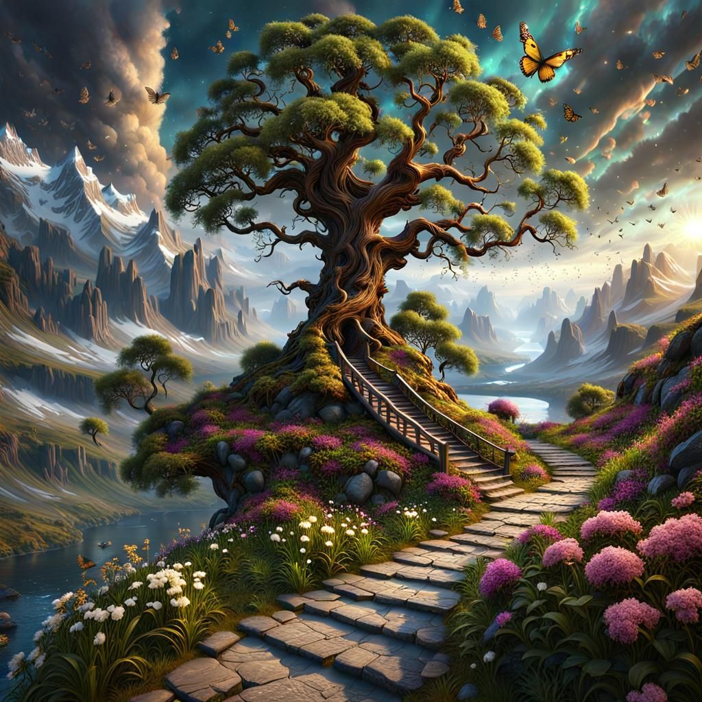 Majestic World Tree Touching Sky: Fantasy Art