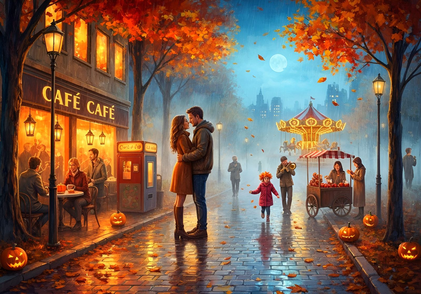 Romantic Autumn Evening in Painterly Surrealism