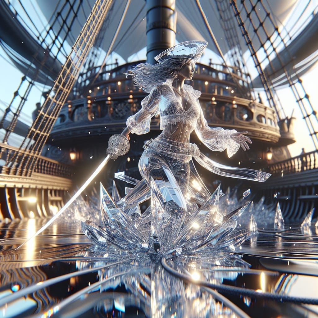 Glass Pirate Queen on Airship Deck