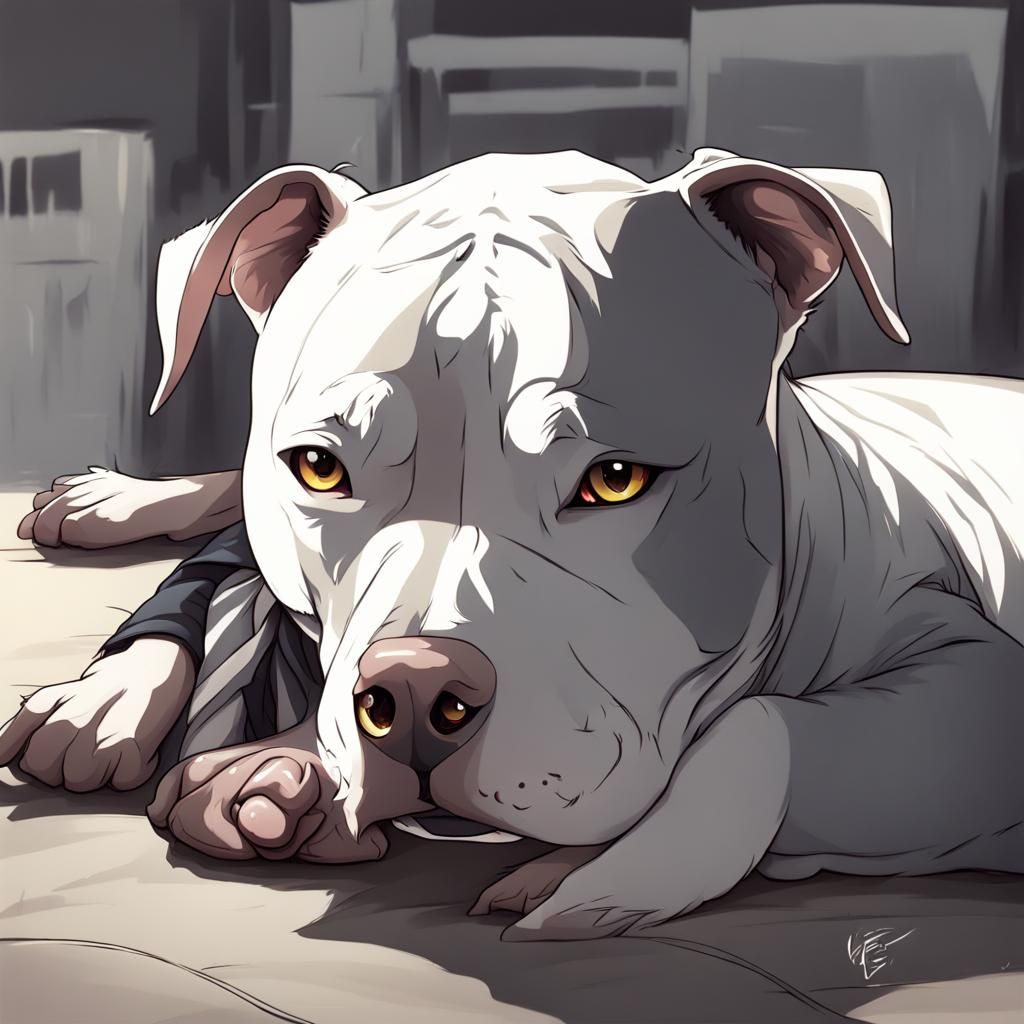 Anime Style Pitbull Dog Illustration
