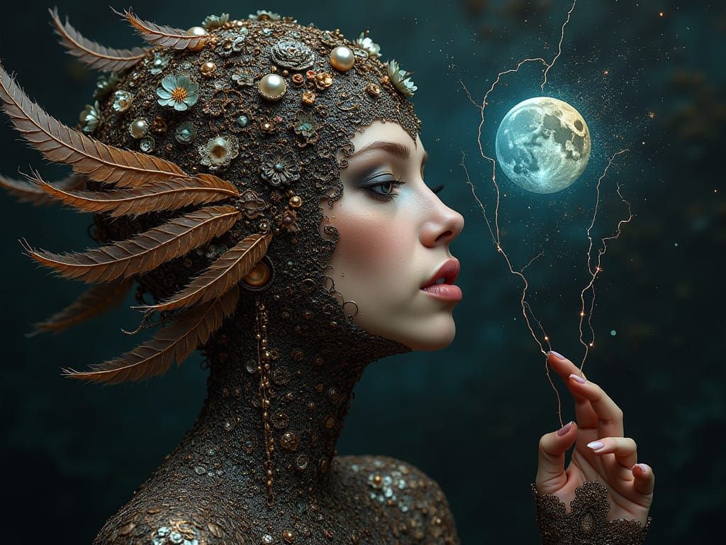 Kalisions of Marash Embroidered Soutache in Broken Electrica...