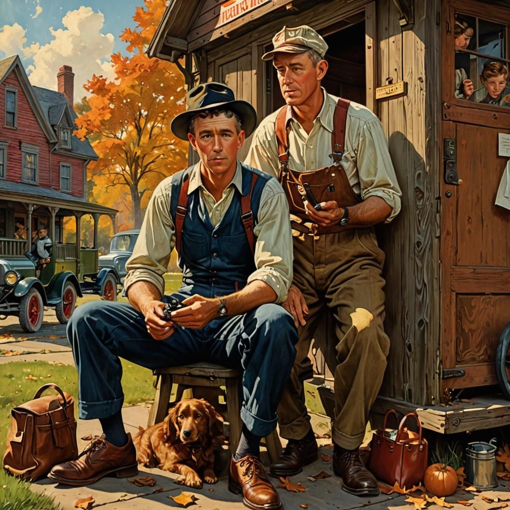 Nostalgic Americana Illustration in Rockwell Style
