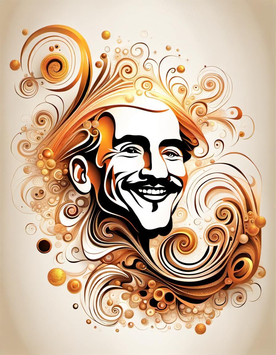 Smiling Man in Psychedelic Doodle Art