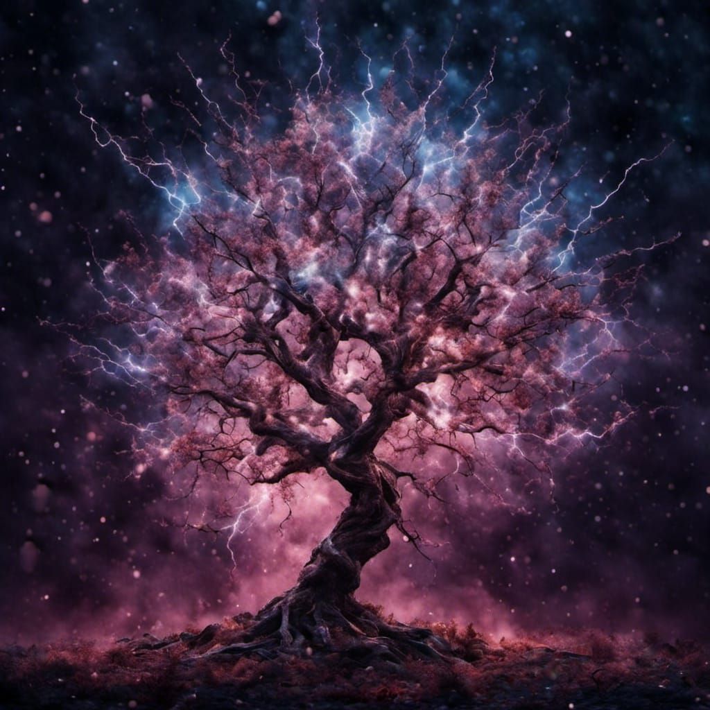 Cosmic Lightning Tree: A Digital Art Creation