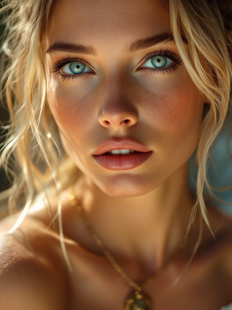 Surreal Goddess with Luminous Eyes and Ethereal Glow