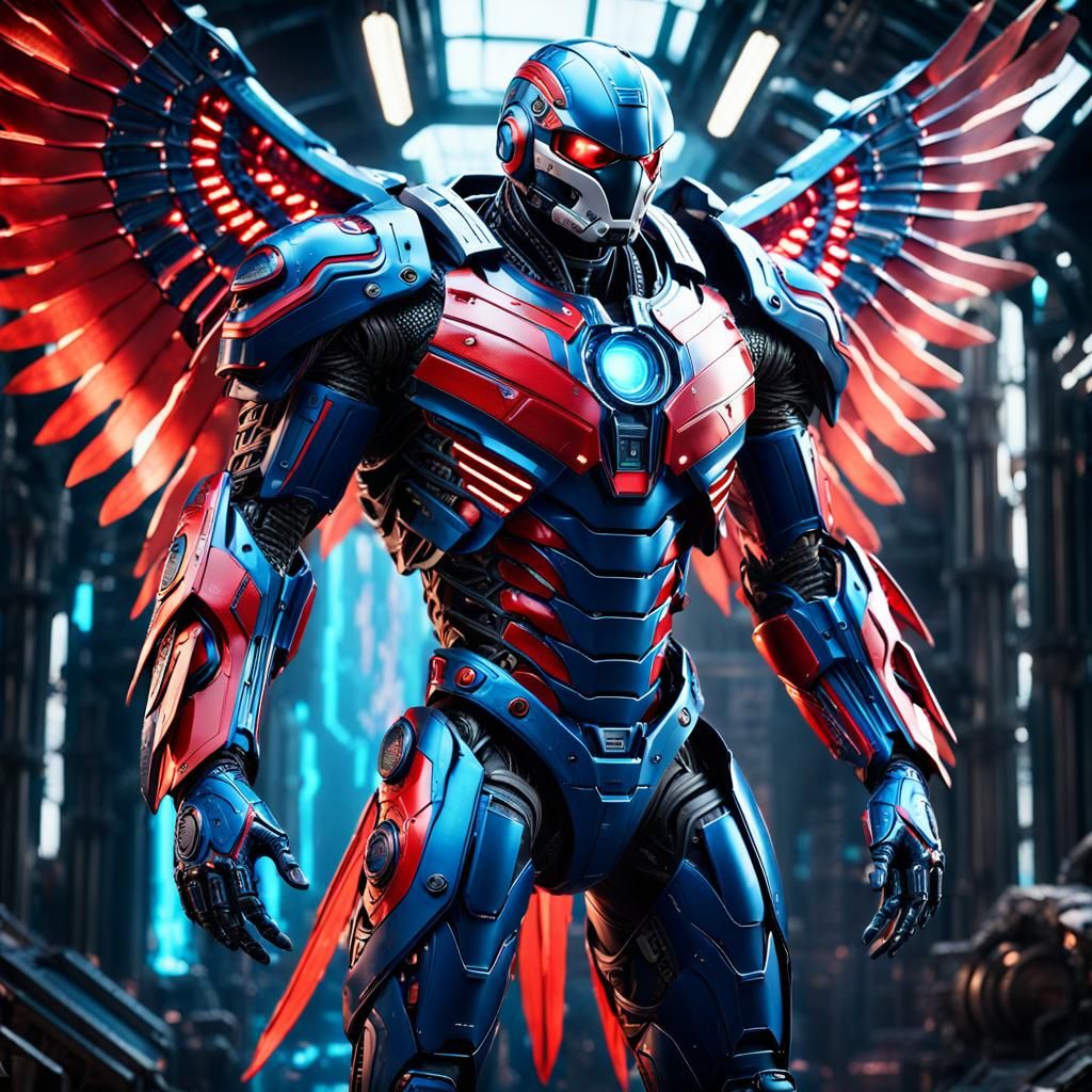 Tech-Falcon Superhero in Cybertech Suit