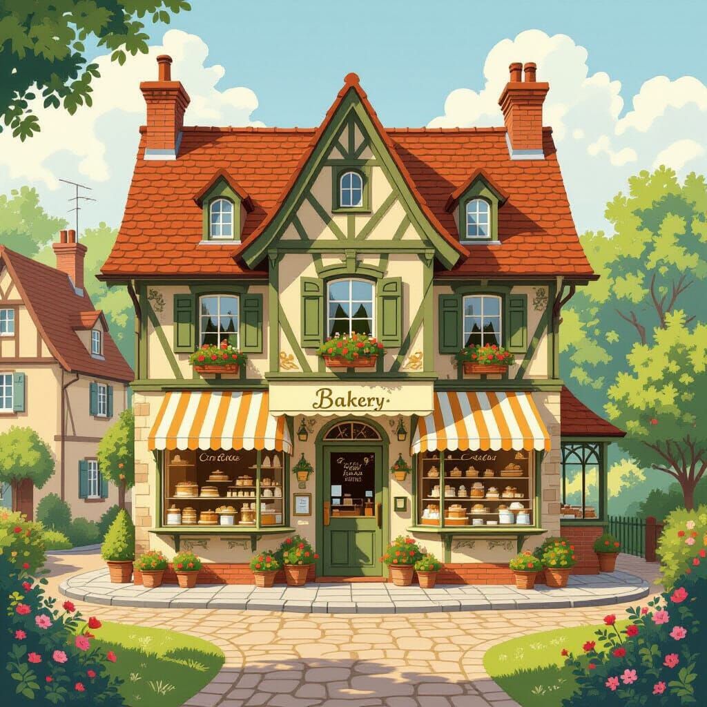 Elegant Bakery House in Soft Gradient Tones