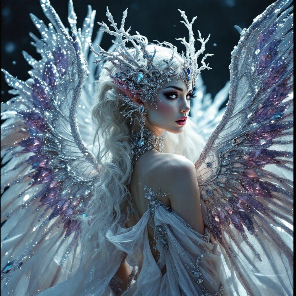 Beautiful Fae With Ornate Makeup And Shimmering Wings
