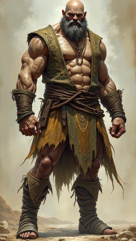 Goliath Monk Rogue in Majestic, High-Fantasy Armor