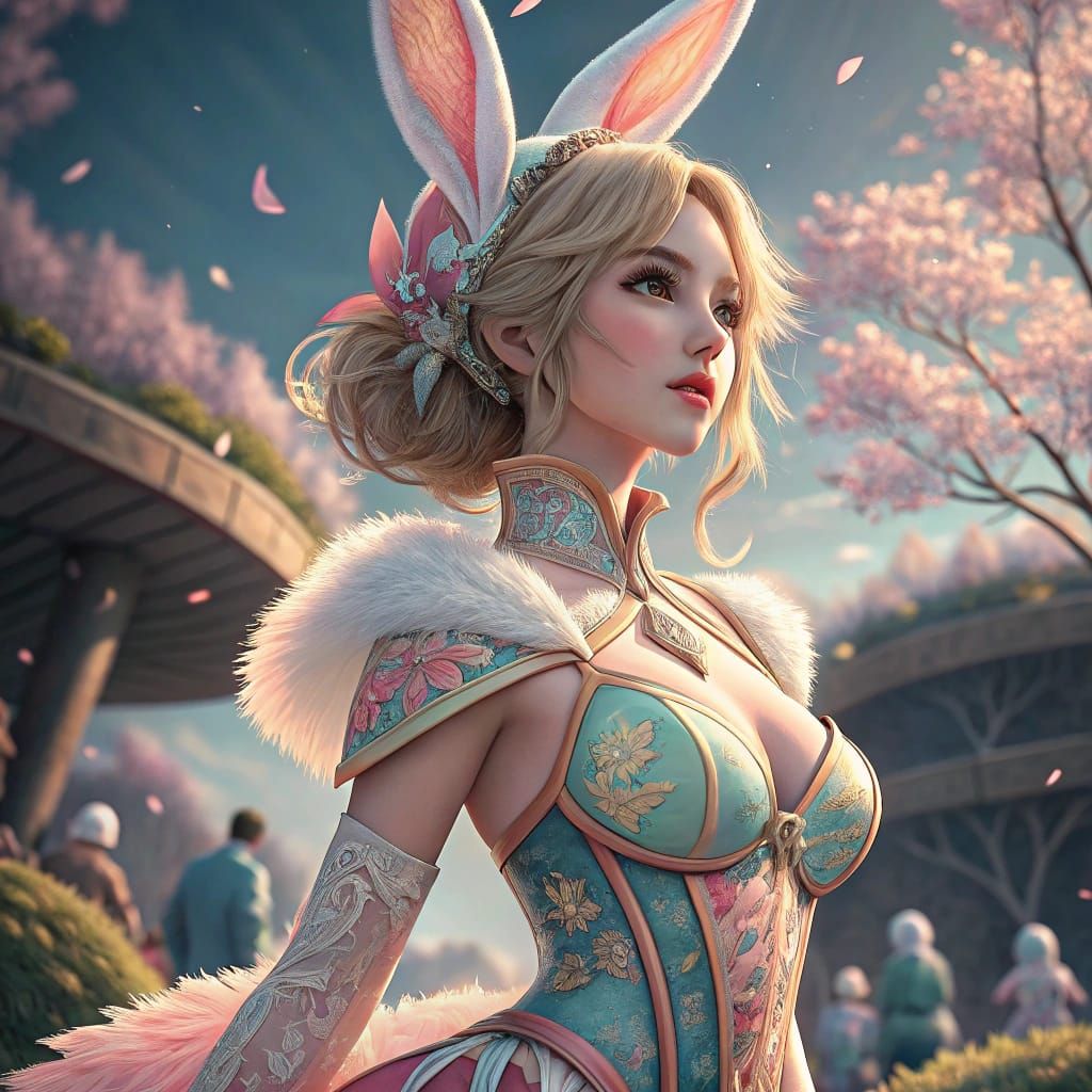 Anime Girl in Pinup Pose, 3D Render