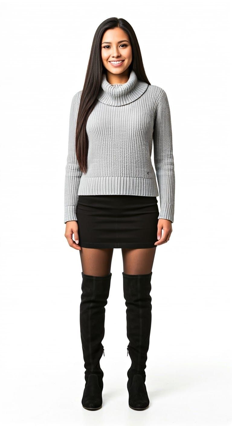 Native American Woman in Over-the-Knee Boots, Leibovitz Styl...