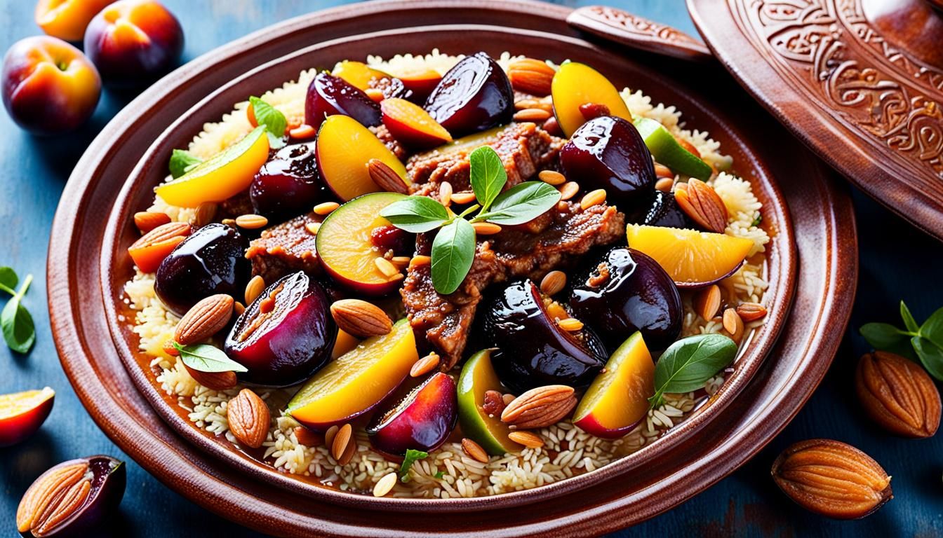 Exotic Moroccan Tagine with Plums and Almonds