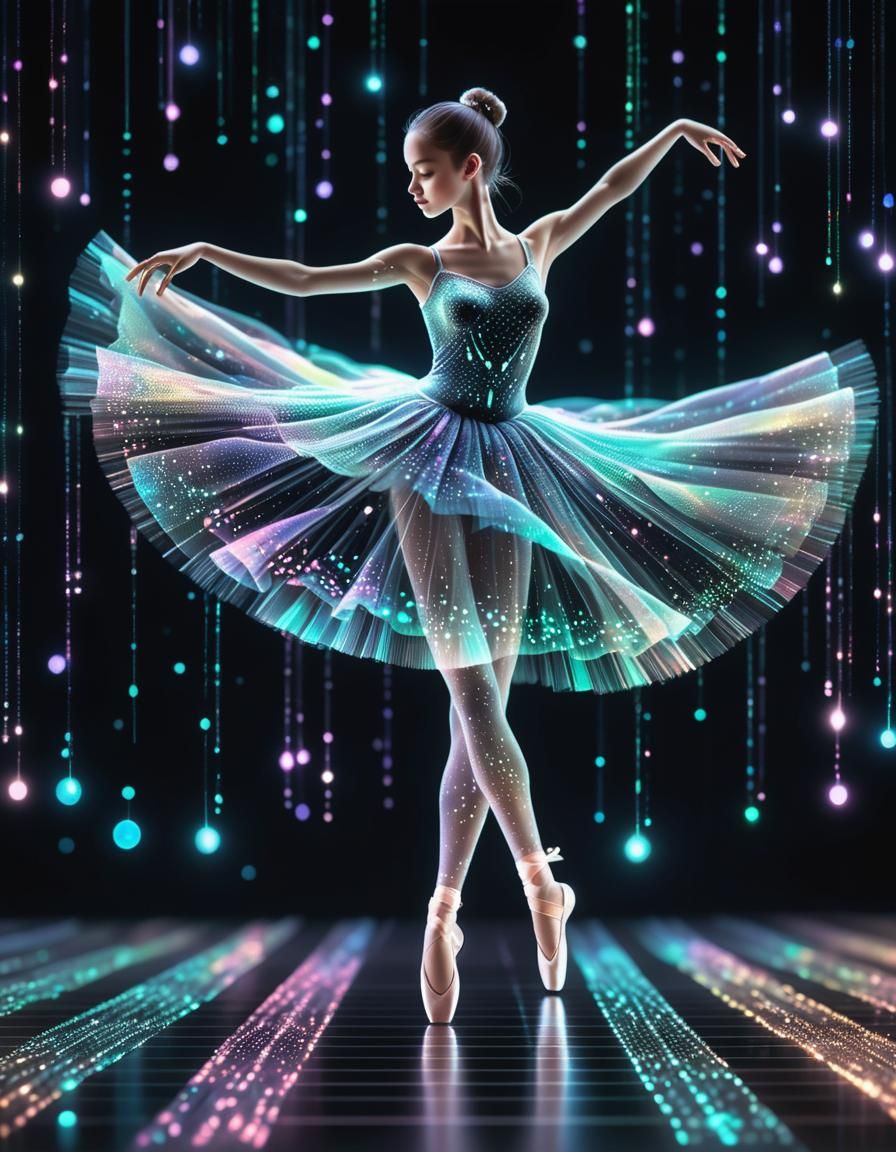 Clad in iridescent tulle