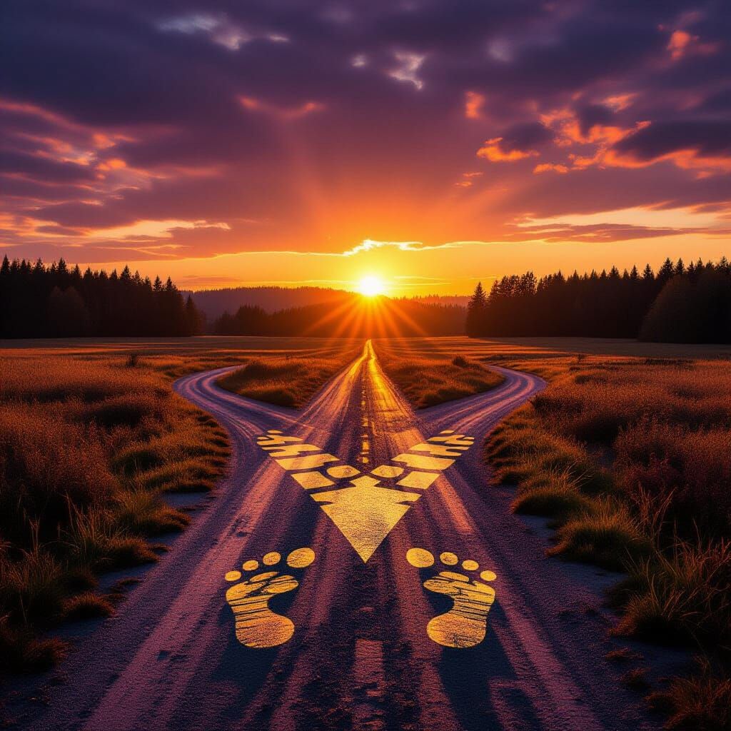 Twilight Road Splits into Three Paths: Surreal Choice
