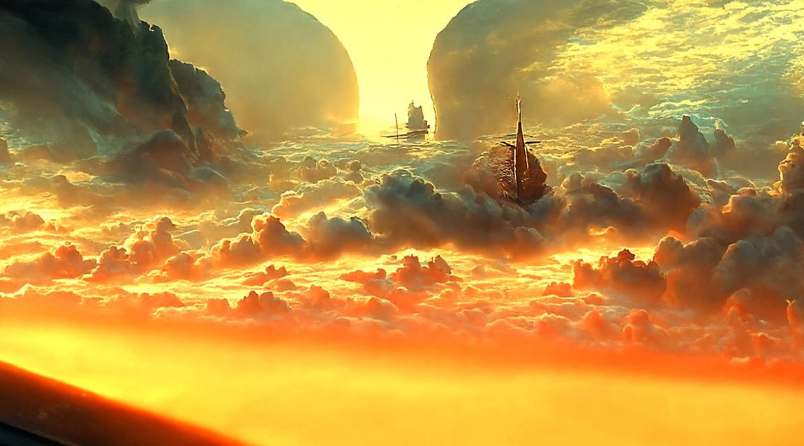 Ocean Liner Sailing into Sunset: Hyperrealistic Seascape