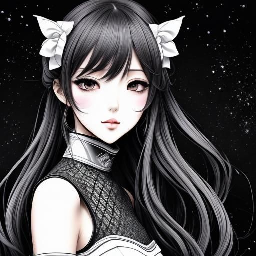 Cute Anime Girl Line Art for Coloring