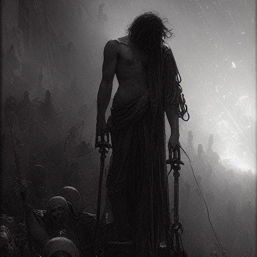 Shackles of Despair in Dark Engraving Style