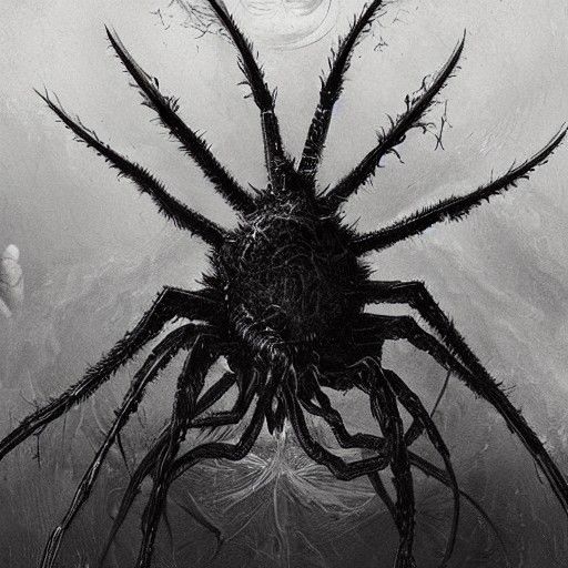 Horrific Sea Spider, Illustrated in Dark Fantasy Style