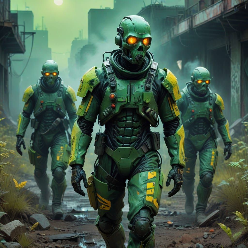 Post-Apocalyptic Wasteland in Vibrant, High-Contrast Art