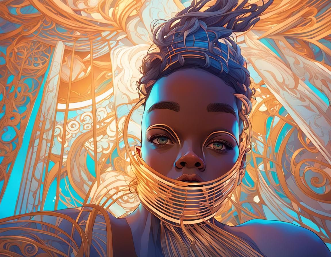 Ethereal Portrait with Art Nouveau Elements