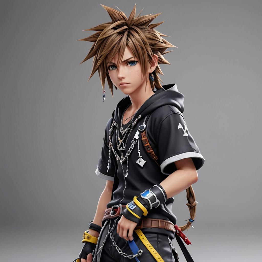 Sora with Ponytail: Detailed 3D Anime Art