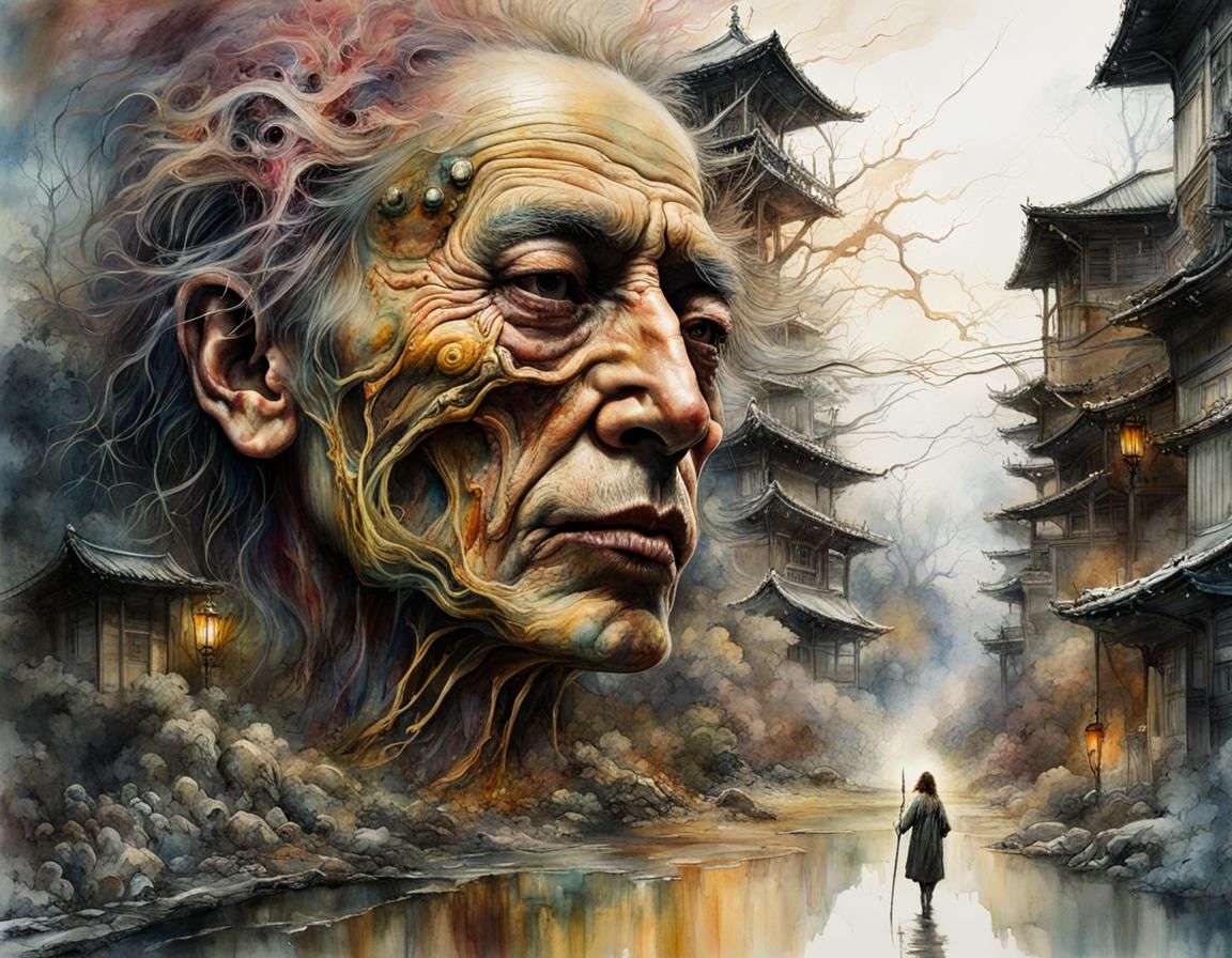 Macabre Body Horror Monster in Japanese Art Style