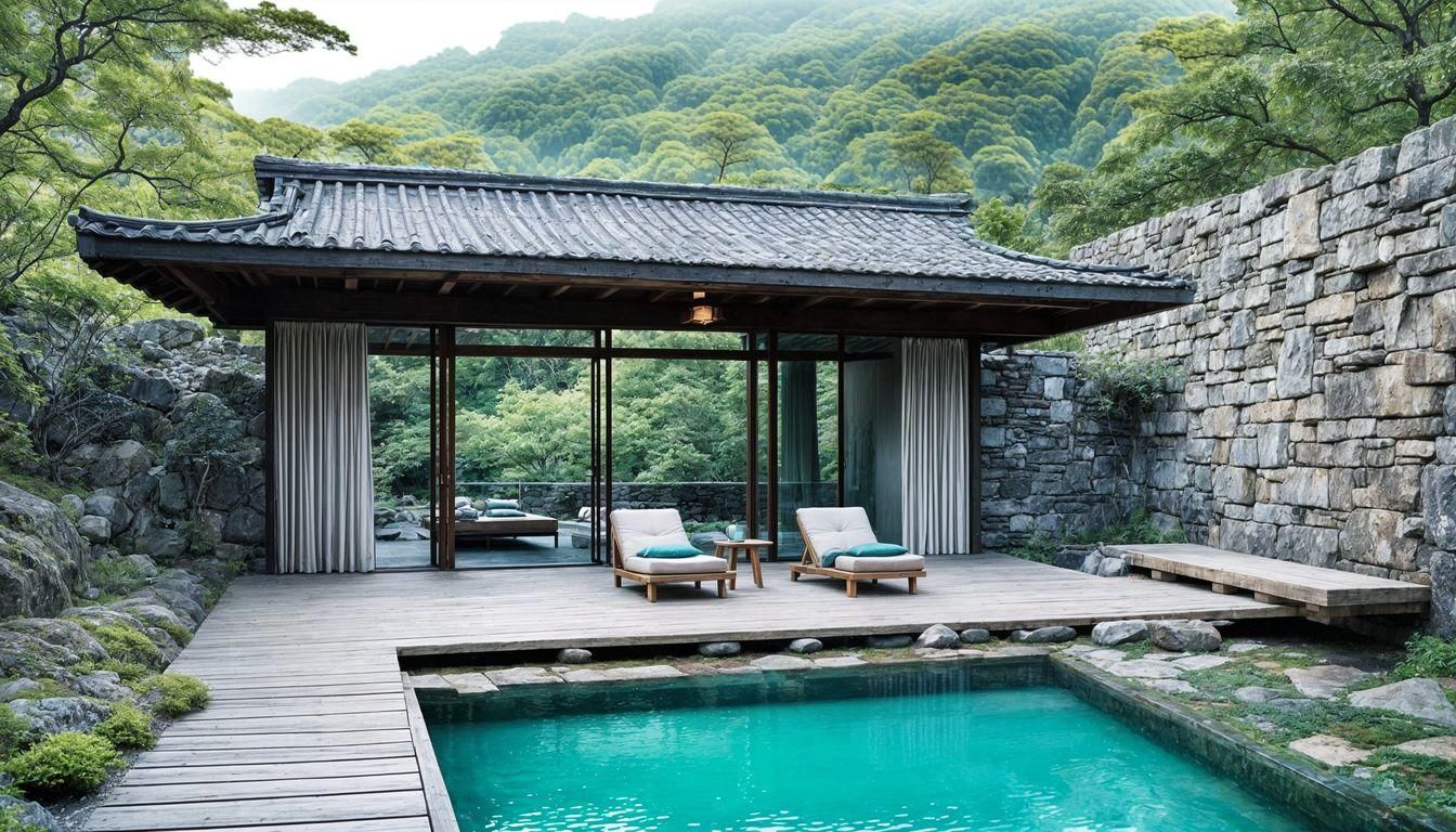 Minimalist Cabin in Castle Ruins at Sunset