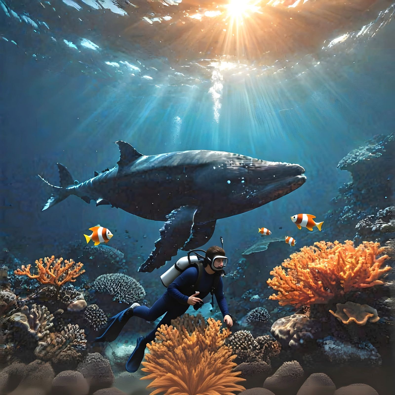 Diver and Humpback Whale Encounter