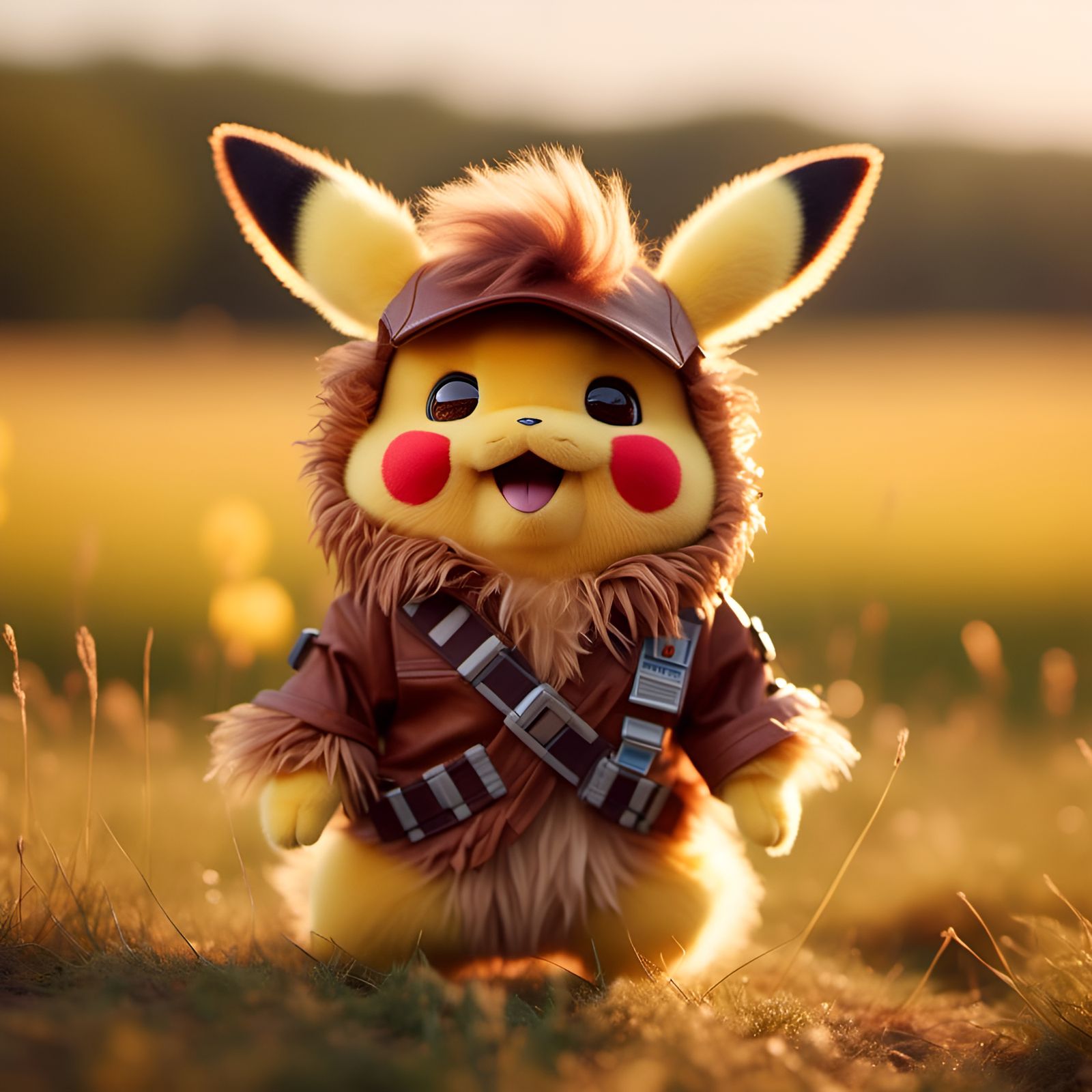 Pikachu as Chewbacca in Sunny Field