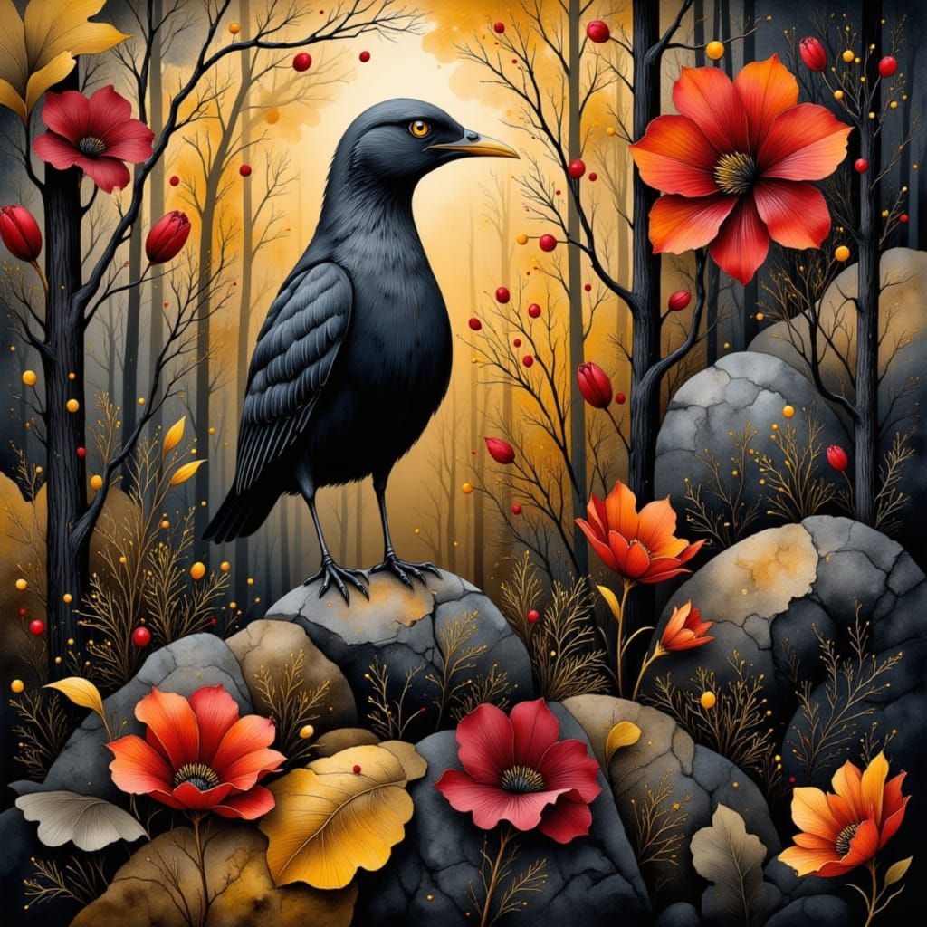 Fantasy Scene in Dark Watercolor