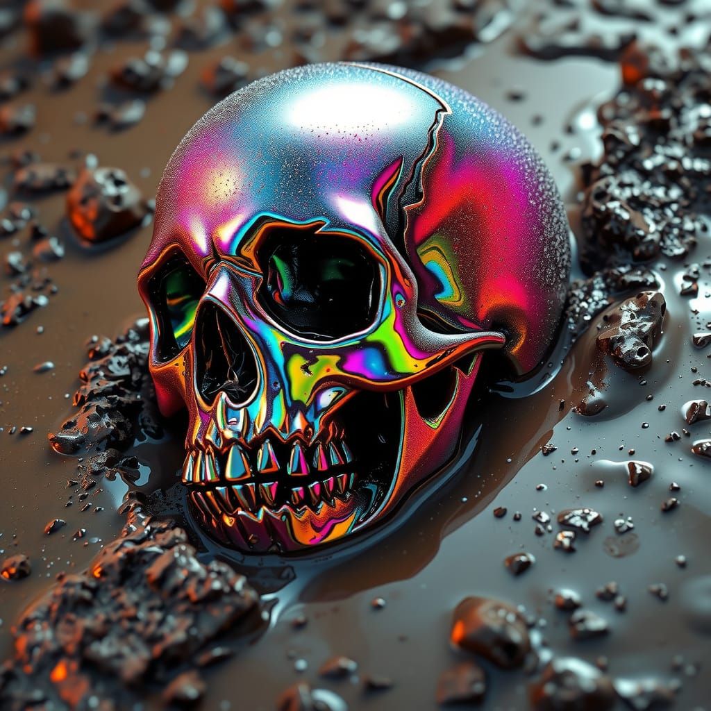 Graffiti Skull Erupts from the Muck