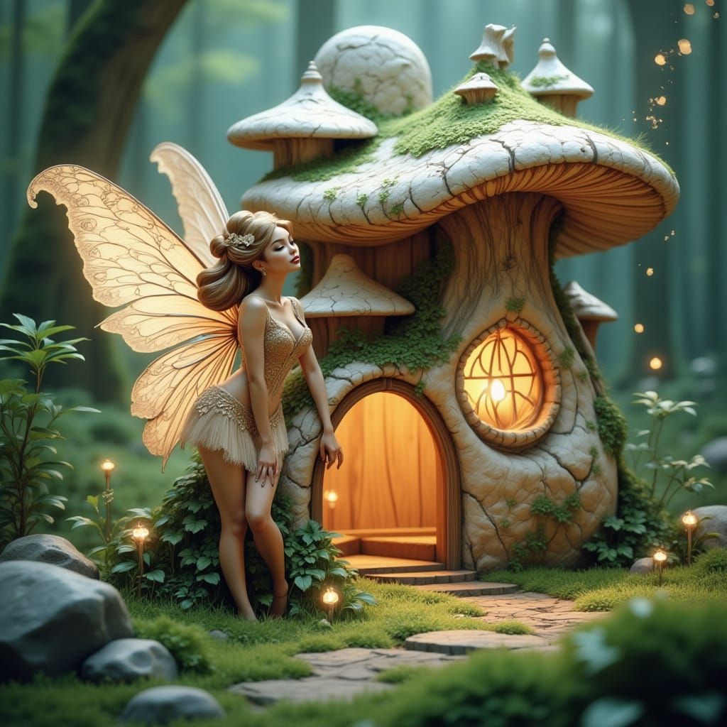 Whimsical Anime-Inspired Forest Fairy in Dreamlike Mushroom ...