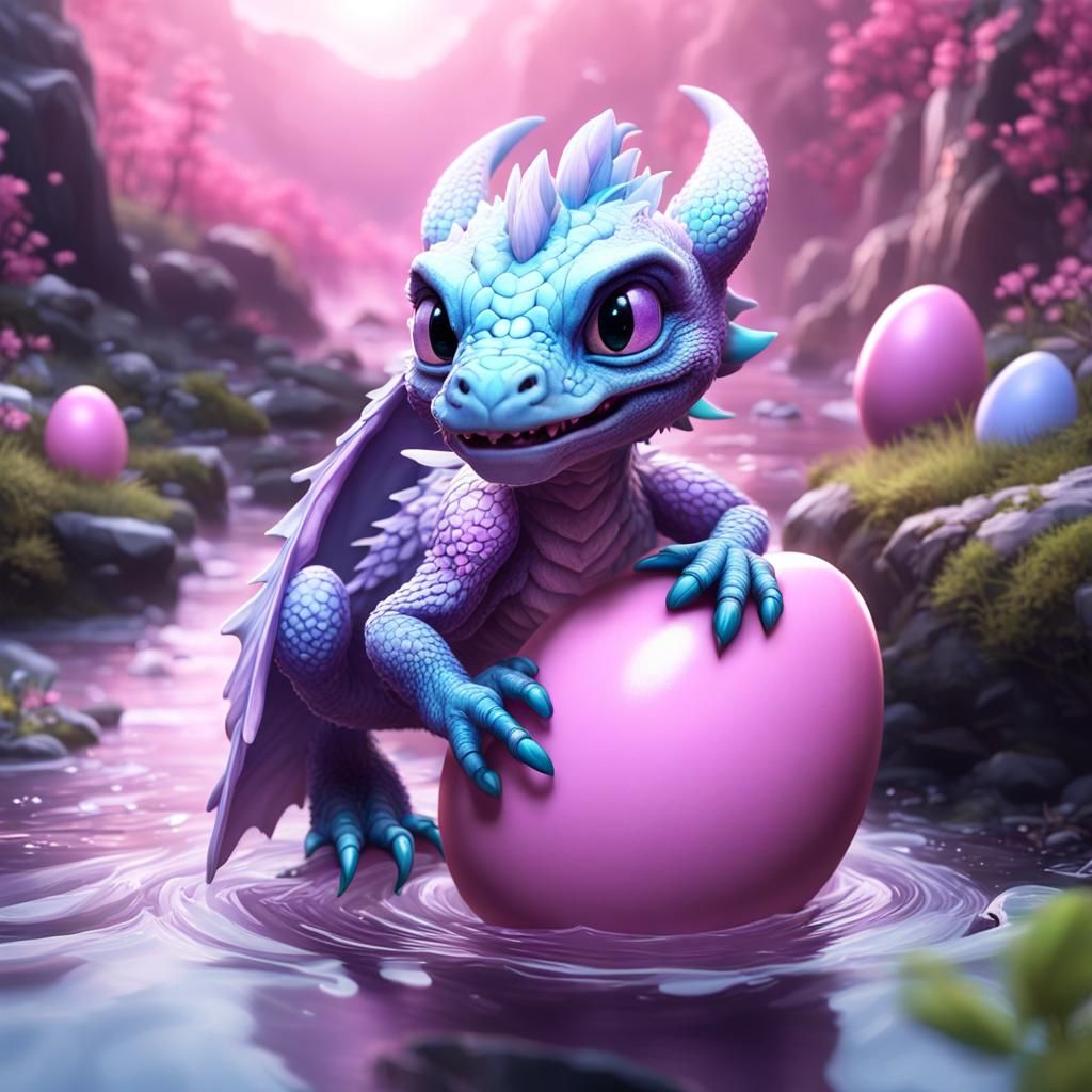 Pastel Dragon Hatchling Fantasy Concept Art