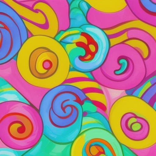 Vibrant Candyland Wonderland in Gouache Style