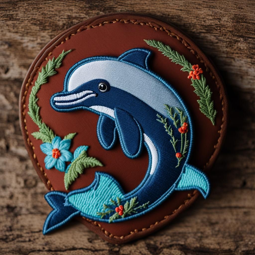 Cute Dolphin Embroidery Badge for Diving Village Opening